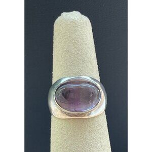 Vintage Sterling Silver Oval Amethyst Oval Ring February Birthstone